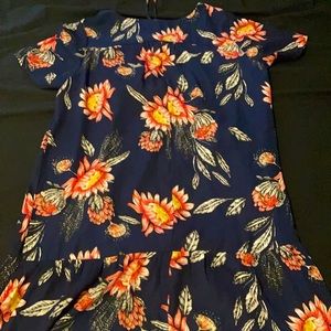 Downeast Navy Blue Floral Pattern Dress, Size Small.